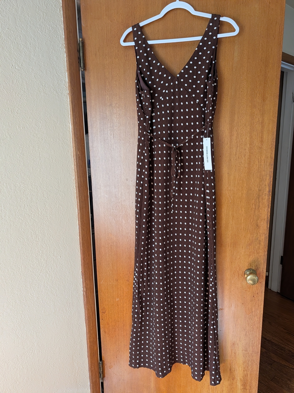 NWT Princess Polly Nellie Brown and White Polka Dot V-Neck Maxi Dress - Picture 3 of 8